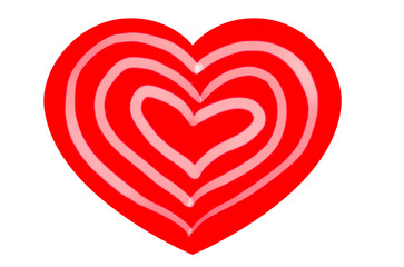 Red colored heart-shaped graphic symbol, in formation with brush strokes, on a white background.