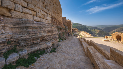 courtyard of crusader castle in Kerak (Al Karak) in Jordan