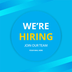Join our team banners. We are hiring communication poster, Vacancy job offer template vector