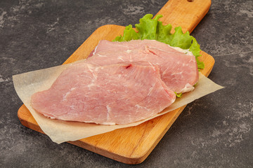 Raw pork steak for cooking