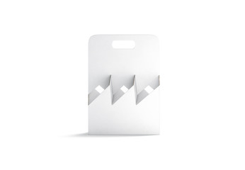 Blank white cardboard bottle holder mockup, front view