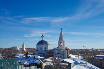 Serpukhov, Russia - February, 2019: Trinity cathedral in winter day
