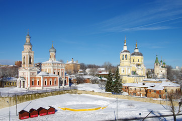 Obraz premium SERPUKHOV, RUSSIA - February, 2019: Church Of The Assumption Of The Blessed Virgin. Cathedral mountain view
