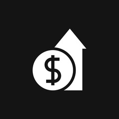 Investments icon. Graph growth graphics vector icon isolated on background