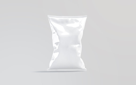 Blank white foil big chips pack mockup stand, front view