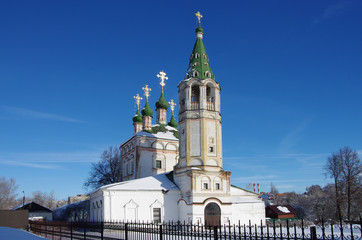 SERPUKHOV, RUSSIA - February, 2019: Trinity Church in winter sunny day