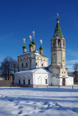 SERPUKHOV, RUSSIA - February, 2019: Trinity Church in winter sunny day