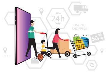 Online shopping with good logistic and transportation with smart phone 