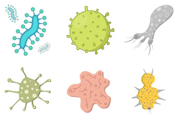 Virus and Bacteria Hand Drawn Illustrations Set