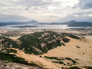 Aerial of Son Dung Beach, Dam Mon Peninsula, Van Phong Bay, Van Ninh, Khanh Hoa