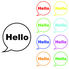 Hello vector icon set. Hi speech bubble illustration sign collection. 