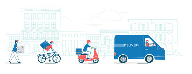 Couriering goods and food from restaurants. Delivery on foot, by bike, scooter, van.