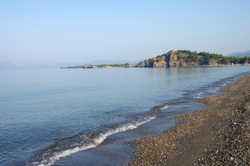 Morning on the Calis Beach on the Aegean Sea