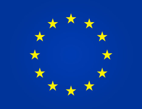 European flag. EU stars in circle. Euro union, Europe parliament. Yellow stars on blue background is symbol of Europa. Patriot of western. Texture of nation, state, study, tourism in eurozone. Vector