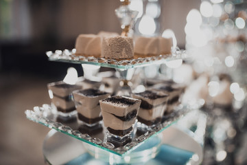 catering services in restaurant outdoor on wedding ceremony. Food and glass of champagne. restaurant