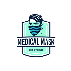 Mask a medical logo design. Awesome modern mask logo. A mask medical with shield logotype.