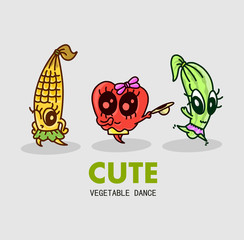 Cartoon cute vegetables characters vector illustrations with emotions