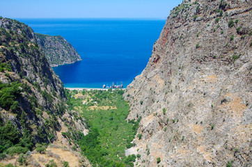 Butterfly Valley is a valley in Fethiye district of Mugla Province, Faralia, Turkey
