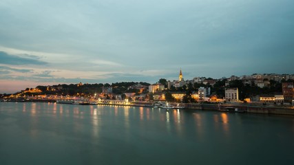 Fototapeta na wymiar View of the city of Belgrade across the river. Belgrade, Serbia 