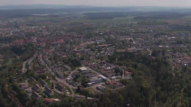 Aerial Drone Shot of Rottweil, Germany on a sunny day