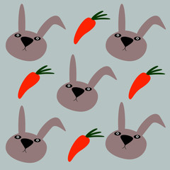 seamless pattern with rabbits and carrots