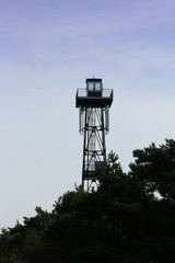 the watch tower in the Cross border park De Zoom, Kalmthout heath, Belgium, The Netherlands