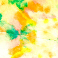 Watercolor Pattern. Yellow Tie Dye Batik. Abstract Splash.Tie Dye Print. Blue Wet Art Print. Authentic Brushed Art. Green Handmade Dirty Art. Dirty Art Painting. Aquarelle Texture.