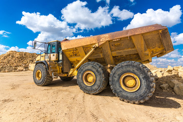 Giant truck in a mine or quarry to transport large loads