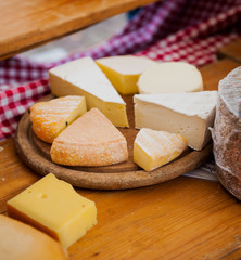 Plate with different kinds of cheese 