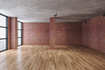 Minimalistic red brick room