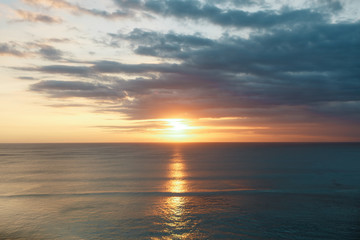 Amazing beach sunset with endless horizon.