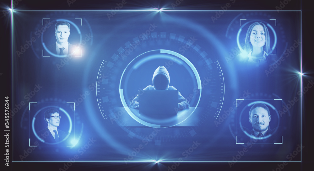 Aufkleber hacker collects data about business people