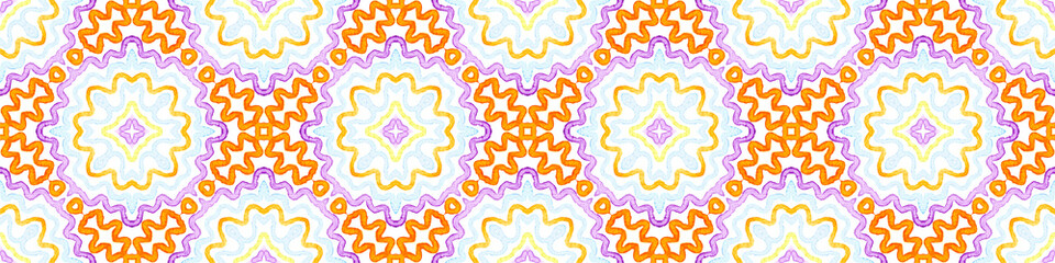 Colorful Seamless Border Scroll. Geometric Waterco