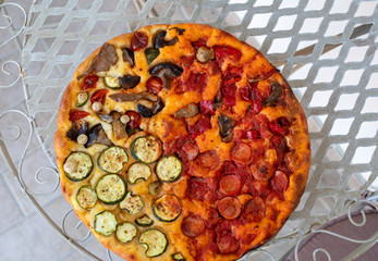 Homemade Pizza. A wonderful mix of flavors and colors. A feast for the eyes and palate