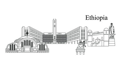 illustration in style of flat design on the theme of Ethiopia.