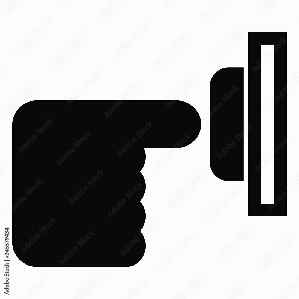 Poster hand pushing a button. pressing button. commercial line vector icon for websites and mobile minimali
