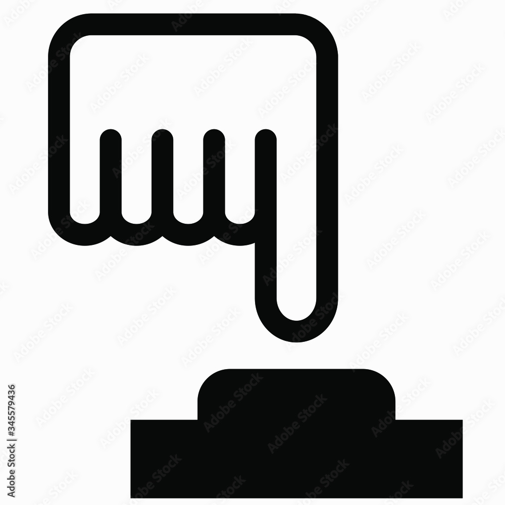 Poster hand pushing a button. pressing button. commercial line vector icon for websites and mobile minimali