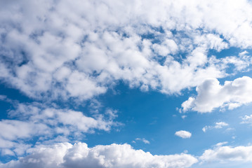 Beautiful sky with volumetric clouds, and the rays of the sun.
