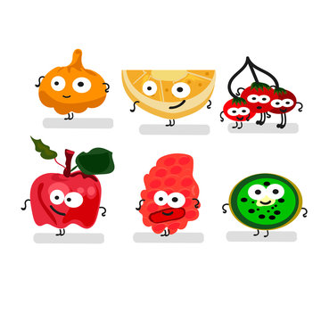 Kawai vegetablecartoon characters . Logo, template, design. Vector illustration, flat style.