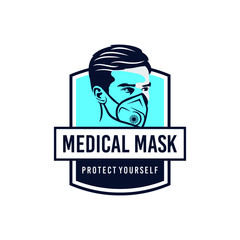 Mask a medical logo design. Awesome modern mask logo. A mask medical with shield logotype.