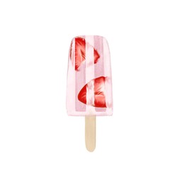 Strawberry popsicle Isolated on a white background