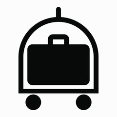Hotel baggage delivery icon. Carriage of hand luggage. Suitcase transportation system. Luggage illustration. Vector icon.