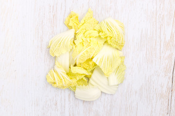 Chinese cabbage cropped on wooden background