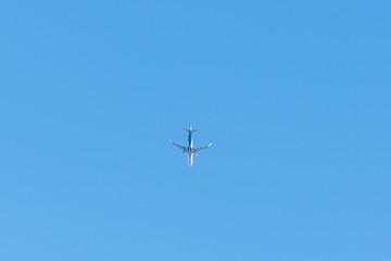 airplane flying in the sky of San Diego (USA)