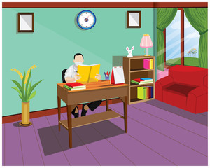 one man read a book in the room vector design