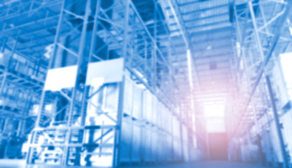 Fototapeta na wymiar interior of storage warehouse, blurred warehouse, tall shelves cargo warehouse, business commercial and logistics
