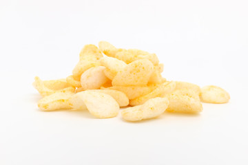 Shrimp chips on white background