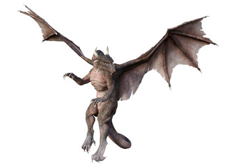 3D Rendering Fairy Tale Dragon on White