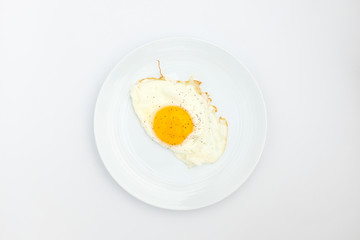 Fried eggs on a white background