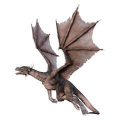 3D Rendering Fairy Tale Dragon on White